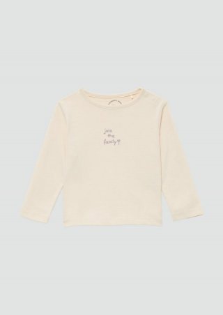 s.Oliver Langarmshirt aus Baumwolljersey mit Glitzerprint - helles sand