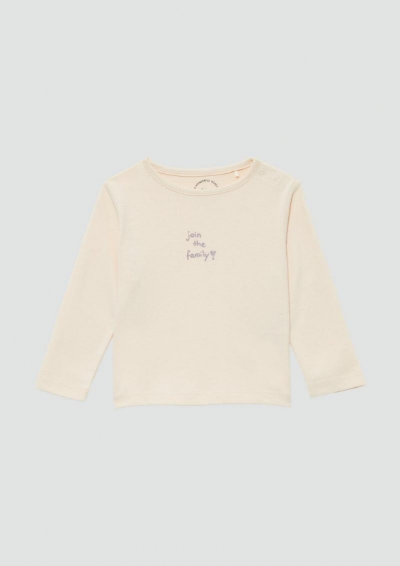 s.Oliver Langarmshirt aus Baumwolljersey mit Glitzerprint - helles sand