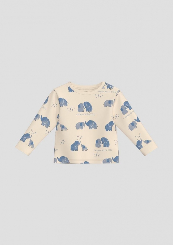 s.Oliver Longsleeve aus Baumwolle mit All-over-Print - helles sand