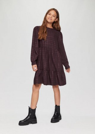 s.Oliver Kurzes Kleid im A-Shape mit Rüschenkragen - lila
