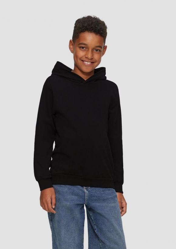 s.Oliver Kapuzen-Sweatshirt mit Rückenprint - schwarz