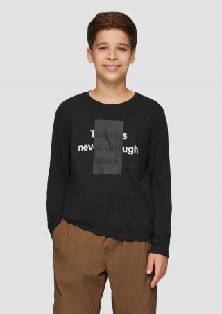 s.Oliver Jersey-Longsleeve mit gummiertem 3D-Print - schwarz