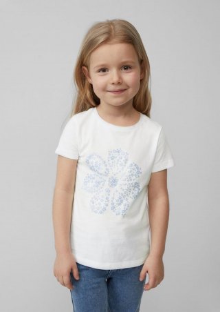 s.Oliver T-Shirt mit Glitzerprint - weiß