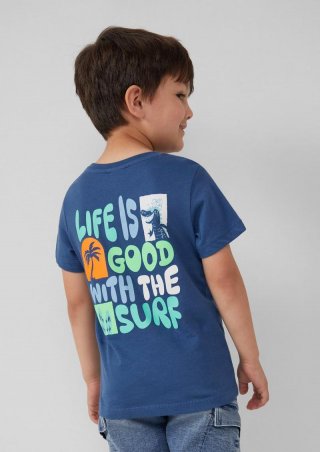 s.Oliver Jersey-T-Shirt mit Front- und Rückenprint - dunkelblau