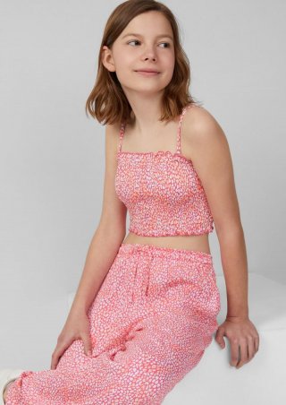 s.Oliver Gesmoktes Crop-Top mit abnehmbaren Spaghettiträgern - weiß