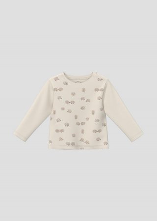 s.Oliver Unisex Baumwoll-Shirt mit Igel-Print - helles beige
