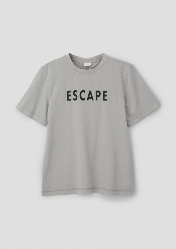 s.Oliver Baumwollshirt mit Schriftprint - taubengrau