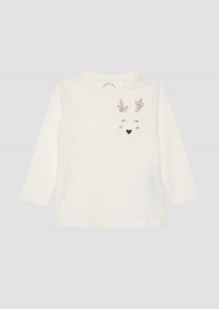 s.Oliver Longsleeve mit aufgesetzter Brusttasche und Print - ecru
