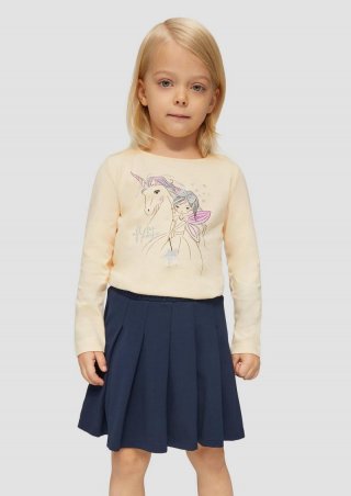 s.Oliver Langarmshirt mit Glitter-Print - helles sand