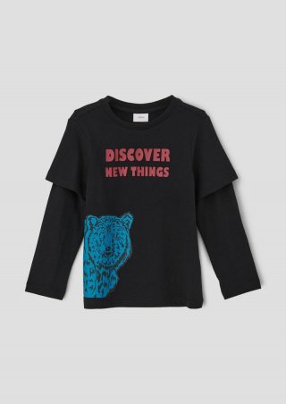 s.Oliver Longsleeve mit Layering-Detail - schwarz
