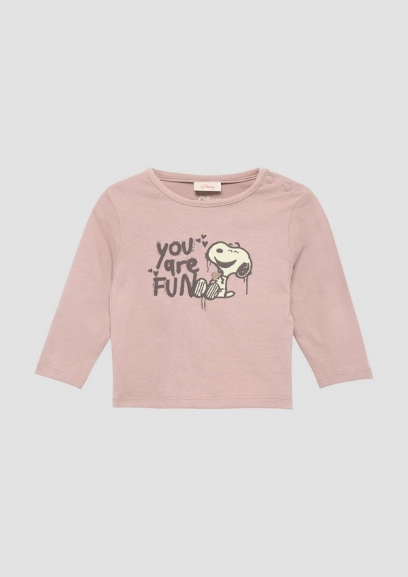 s.Oliver Longsleeve mit glitzerndem Snoopy®-Print - zartrosa