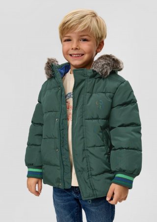 s.Oliver Steppjacke mit abnehmbarem Kunstfell - petrol