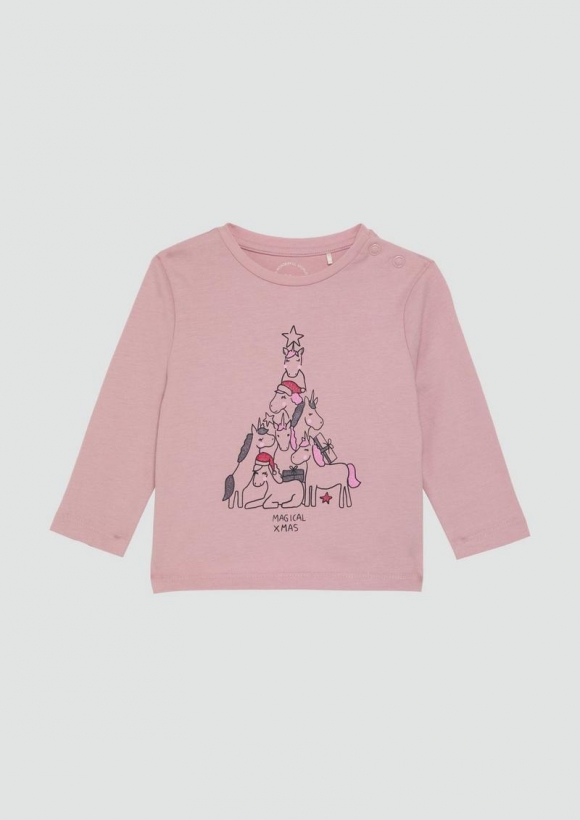 s.Oliver Longsleeve mit Weihnachtsmotiv - zartrosa