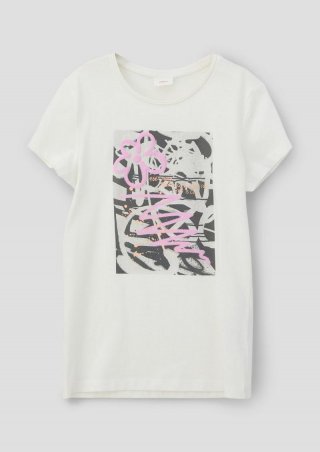 s.Oliver T-Shirt mit Frontprint - creme