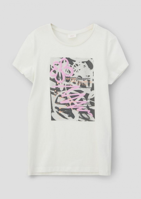 s.Oliver T-Shirt mit Frontprint - creme