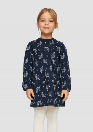s.Oliver Weiches Sweat-Kleid mit All-over-Print - navy