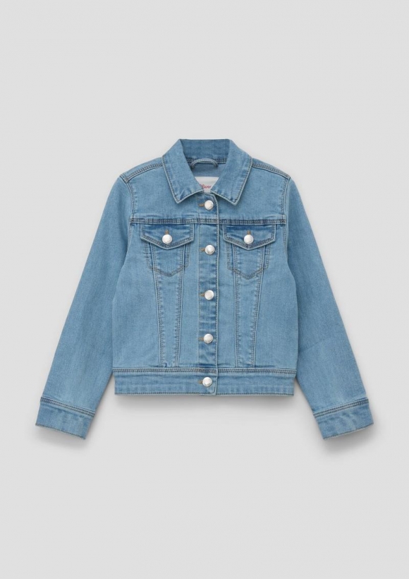 s.Oliver Jeansjacke mit Rücken-Stickerei - blau