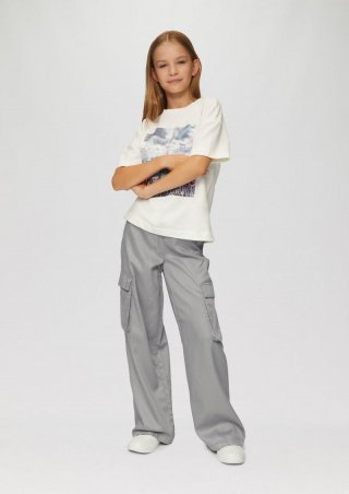 s.Oliver Hose / Regular Fit / High Rise / Wide Leg / Glanzeffekt - grau