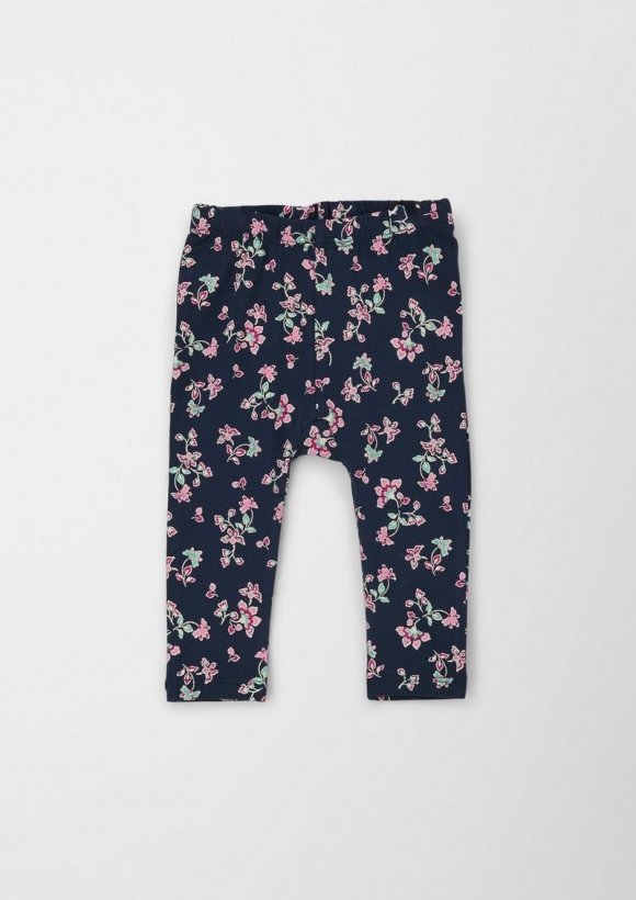 s.Oliver Leggings mit floralem Print - navy