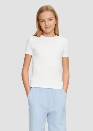 s.Oliver Geripptes Slim-Fit-Shirt aus Viskosemix - weiß
