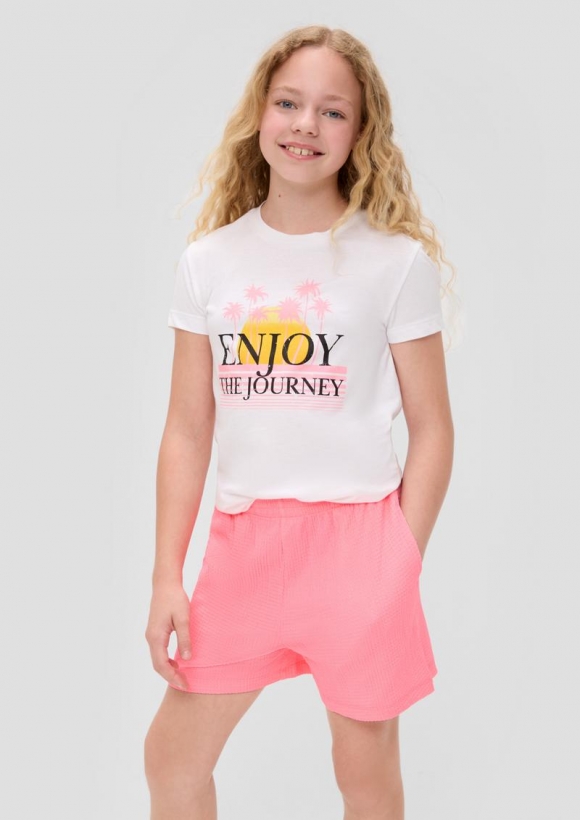s.Oliver Shorts mit Crêpe-Struktur - pink