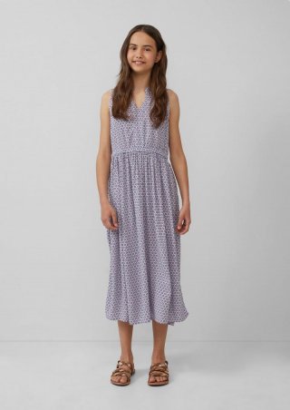 s.Oliver Midikleid aus Viskose mit Rüschenkragen - weiß