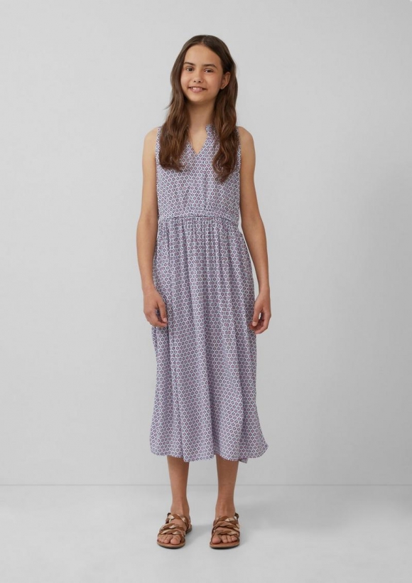 s.Oliver Midikleid aus Viskose mit Rüschenkragen - weiß