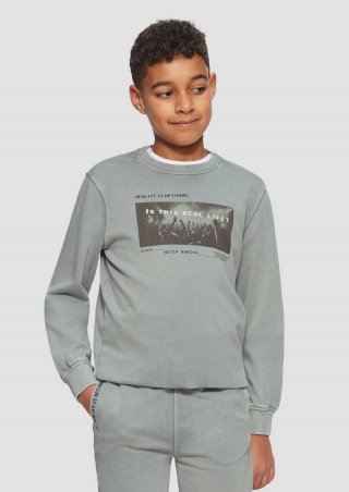 s.Oliver Sweatshirt im Used-Look mit Fotoprint - taubengrau