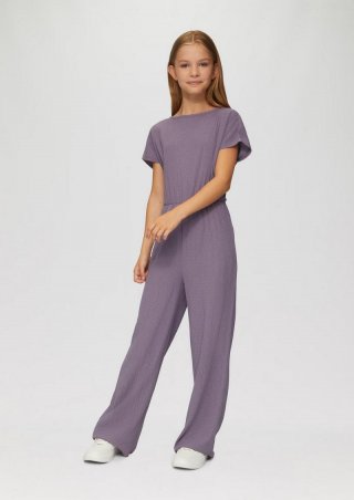 s.Oliver Jumpsuit aus Crêpe mit Wide Leg und Elastikbund - flieder