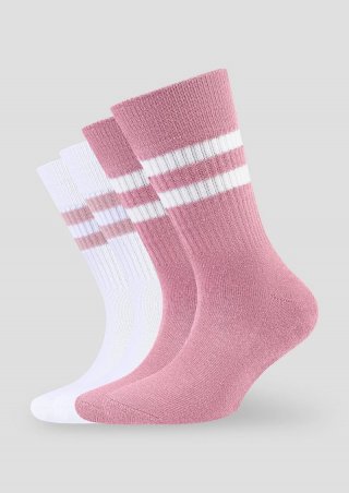 s.Oliver 2er-Pack Socken mit Streifen-Detail - rosa