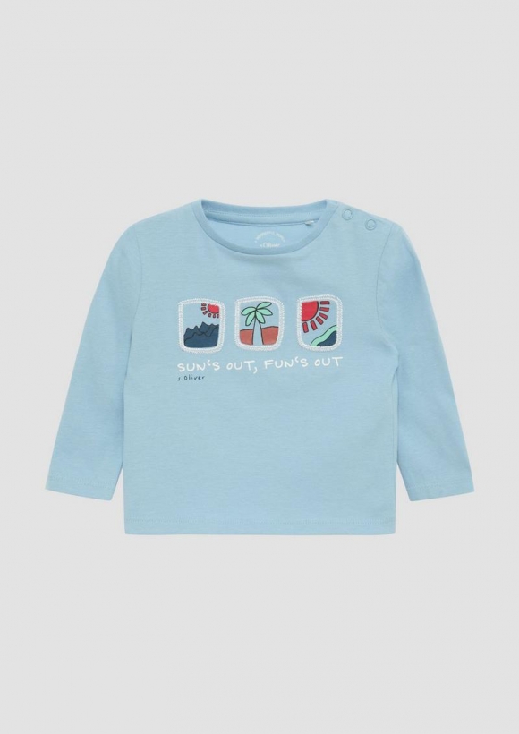 s.Oliver Weiches Longsleeve mit Frontprint - himmelblau