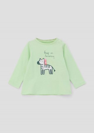 s.Oliver Langarmshirt mit Artwork - hellgrün