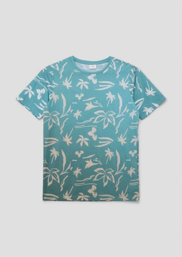 s.Oliver T-Shirt mit All-over-Print - petrol