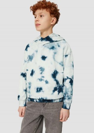 s.Oliver Oversized-Sweatshirt mit Kapuze in Batik-Optik - navy