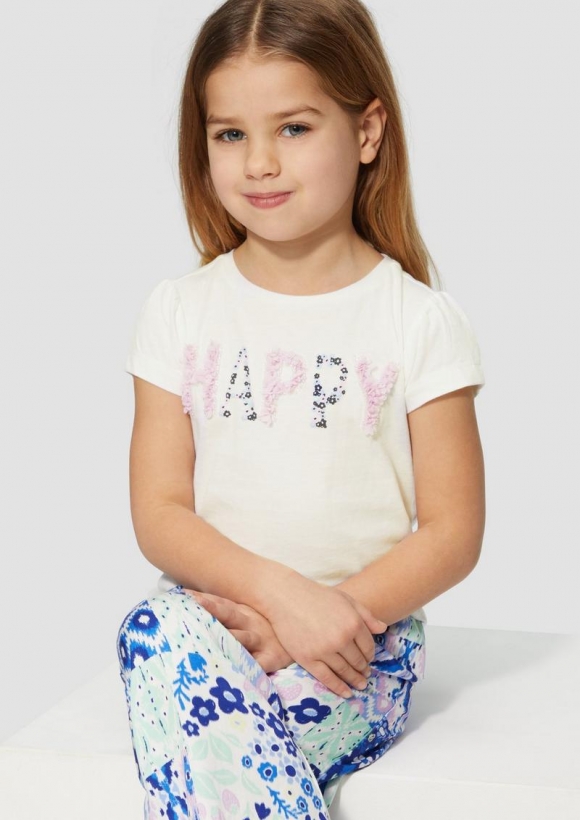 s.Oliver T-Shirt in A-Shape mit Artwork - weiß
