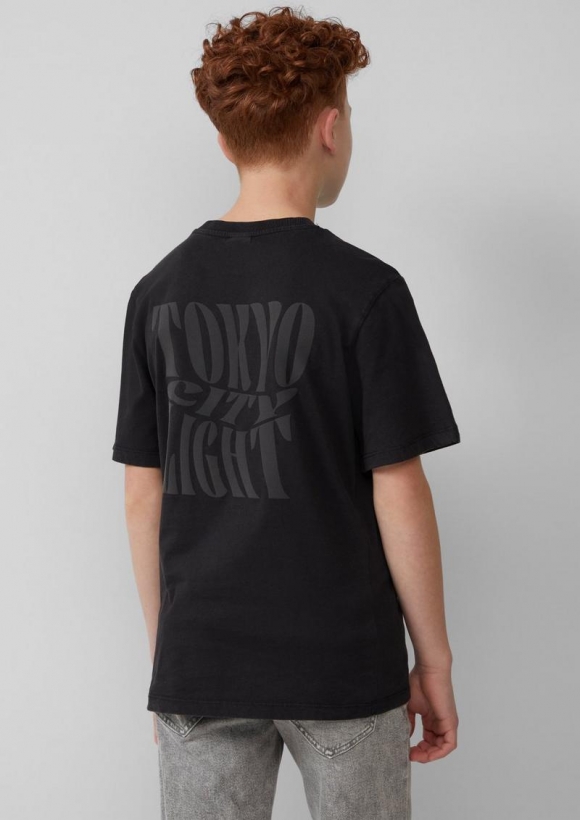 s.Oliver Gewaschenes T-Shirt mit Rückenprint - schwarz