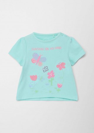 s.Oliver Baumwollshirt mit Artwork - pastelltürkis