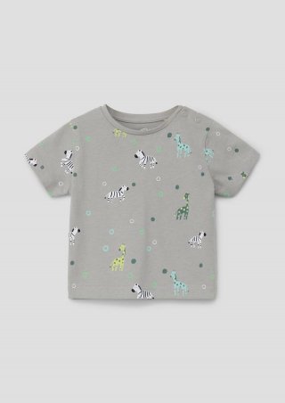 s.Oliver Jerseyshirt mit All-over-Print - taubengrau