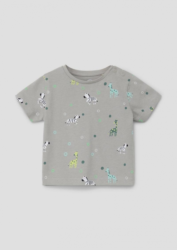s.Oliver Jerseyshirt mit All-over-Print - taubengrau