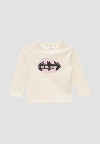 s.Oliver Langarmshirt mit glitzerndem Batman®-Print - helles sand
