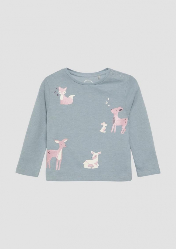 s.Oliver Longsleeve mit Glitzerprint - blassblau