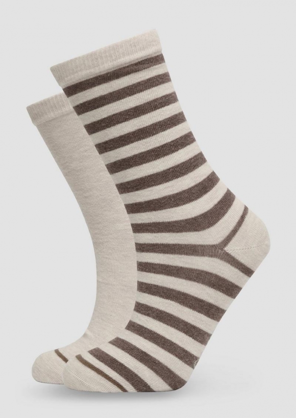 s.Oliver Socken im 4er-Pack mit Streifen-Detail - sandfarben