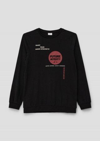 s.Oliver Longsleeve mit gummiertem Frontprint - schwarz