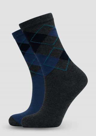 s.Oliver Langschaftsocken im 4er-Pack mit Rautenmuster - blau