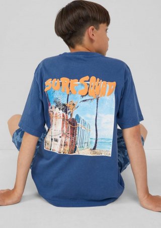 s.Oliver T-Shirt mit Used-Effekt und Rückenprint - dunkelblau