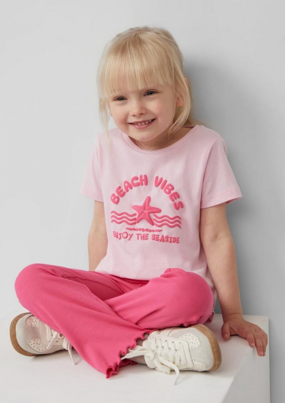 s.Oliver Baumwoll-T-Shirt mit Print - zartrosa