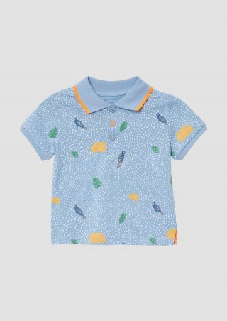 s.Oliver Poloshirt aus Baumwolle mit All-over-Print - himmelblau