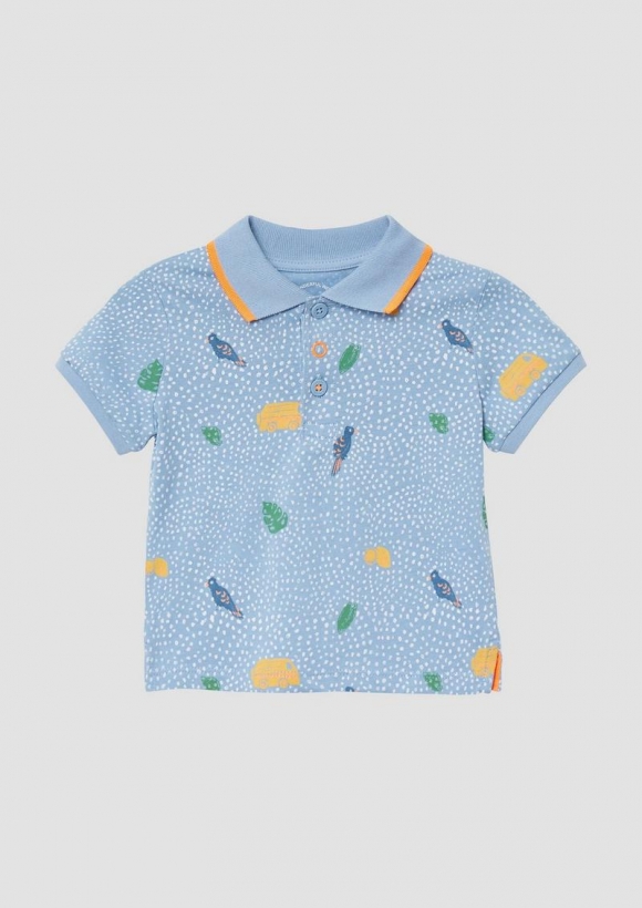 s.Oliver Poloshirt aus Baumwolle mit All-over-Print - himmelblau