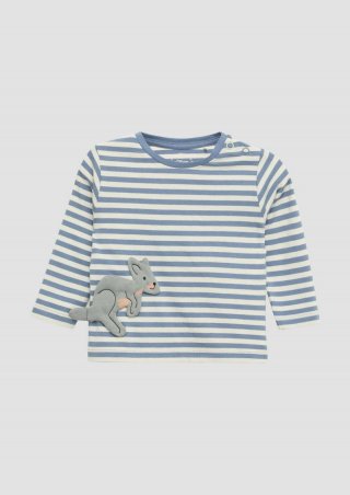 s.Oliver Weiches Baumwoll-Longsleeve mit Känguru-Applikation - blassblau