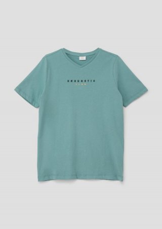 s.Oliver Weiches T-Shirt mit Frontprint - helles petrol